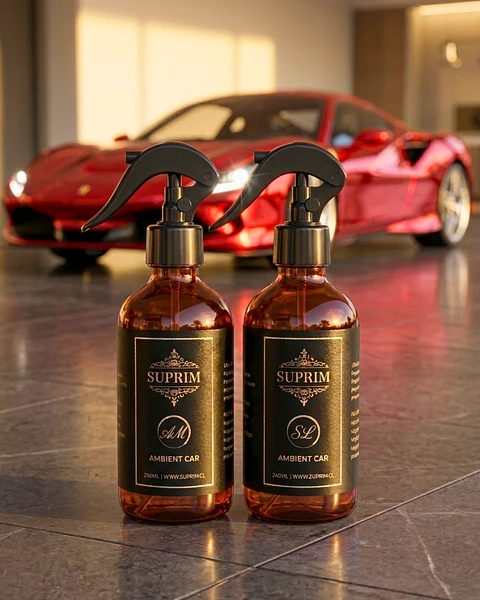 Colección Perfumes Premium Para Auto Suprim - Mónaco Air + Leather Legacy 240ml Vidrio Ámbar