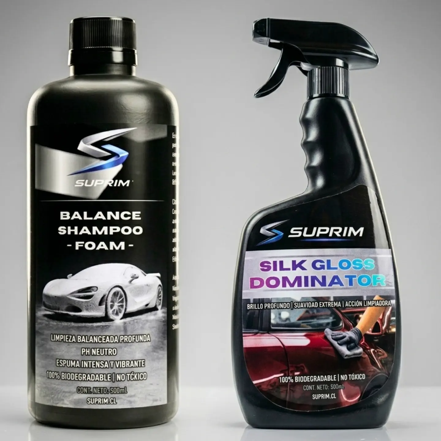 Kit Lavado Y Protección Para Autos Suprim Shampoo + Cera Silk Gloss Efecto Seda Y Brillo 6