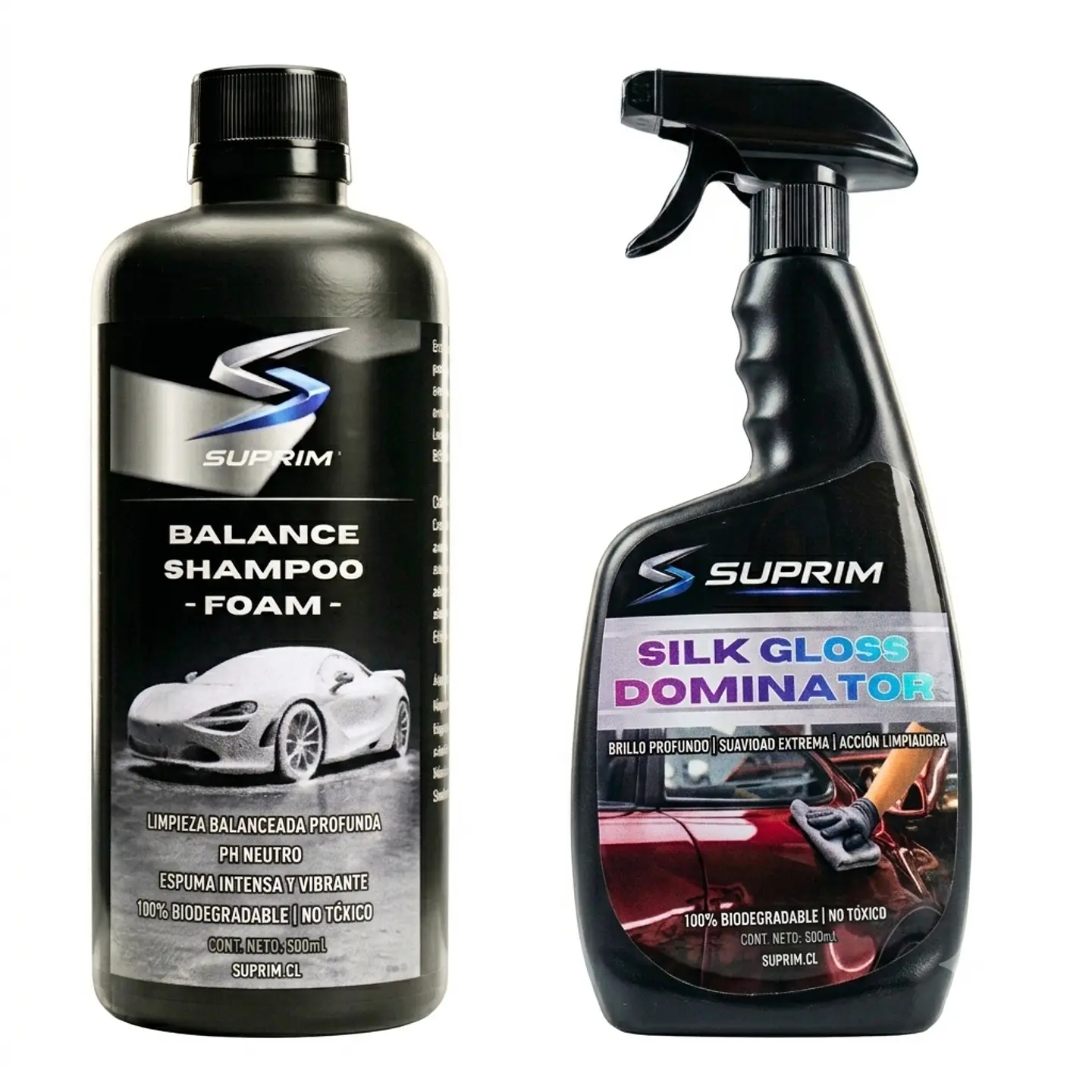 Kit Lavado Y Protección Para Autos Suprim Shampoo + Cera Silk Gloss Efecto Seda Y Brillo 1