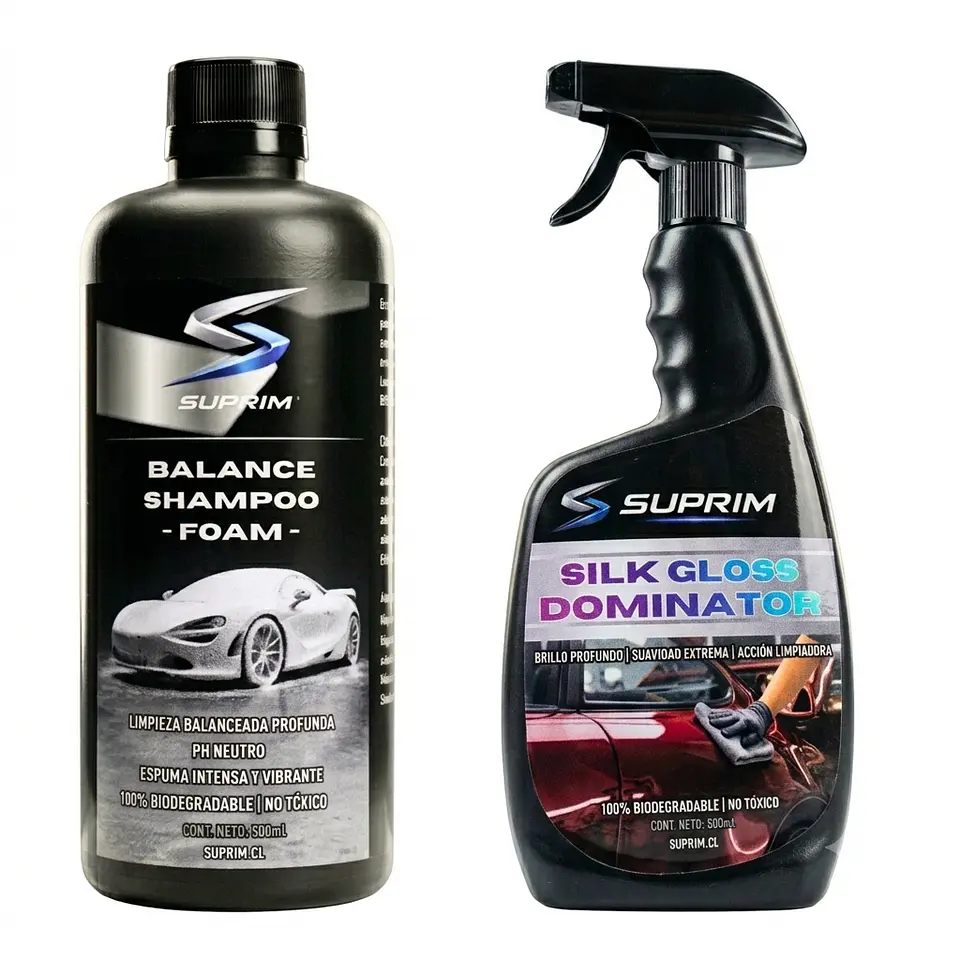 Kit Lavado Y Protección Para Autos Suprim Shampoo + Cera Silk Gloss Efecto Seda Y Brillo 1