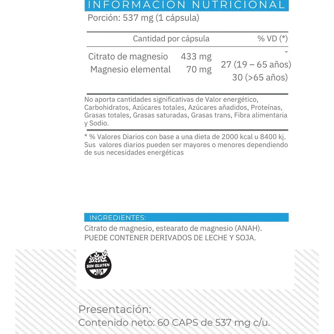 Citrato De Magnesio Cápsulas Ena Sport 60 Caps Sin Sabor Pack x2 5