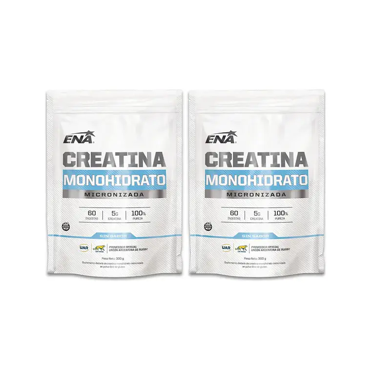 Creatina Monohidratada Ena Sport 300gr Doypack x2 Sin Sabor  1