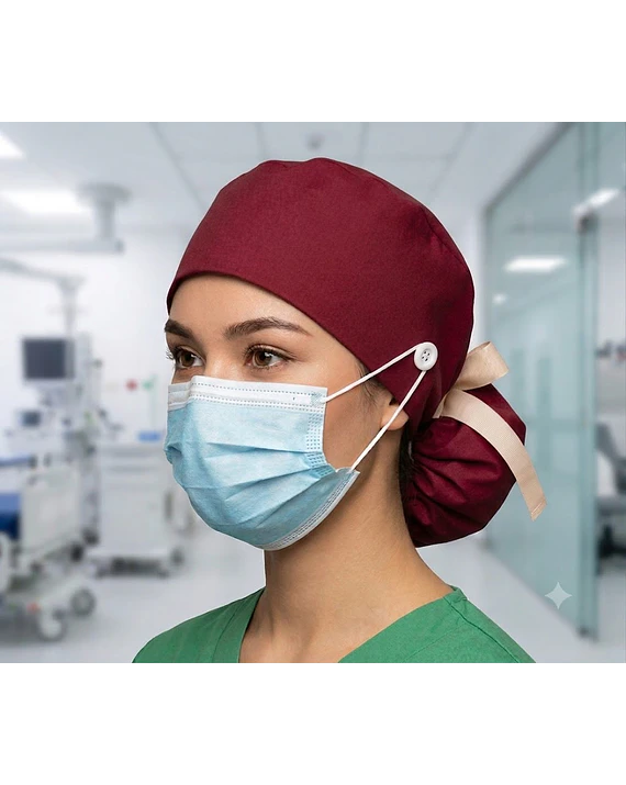 Gorro clínico con botón e interior de satin 3