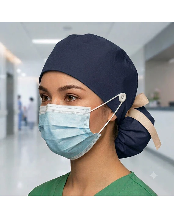 Gorro clínico con botón e interior de satin 7
