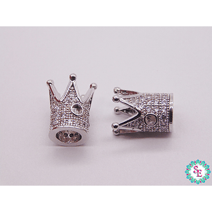 RODIO CORONA PLATEADA CIRCON BLANCO 10*12MM