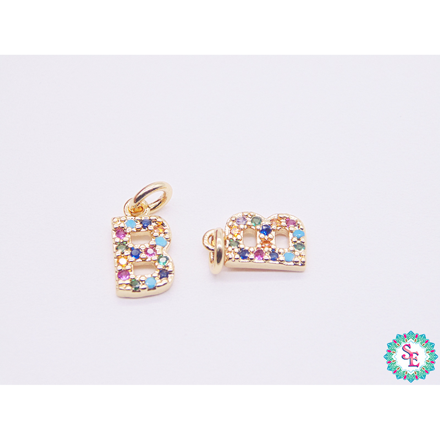 RODIO  DORADO DIJE LETRA B  CIRCON MIX 9*5MM 1