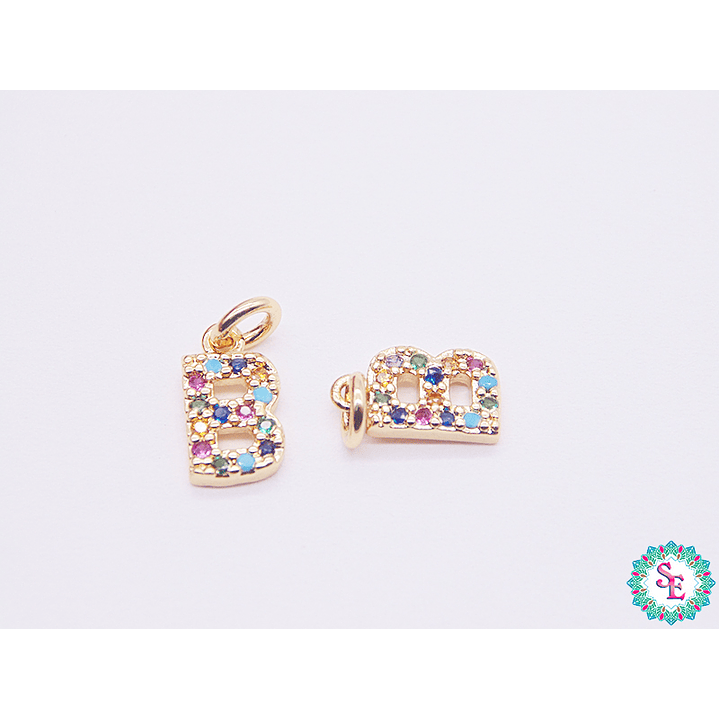 RODIO  DORADO DIJE LETRA B  CIRCON MIX 9*5MM 1