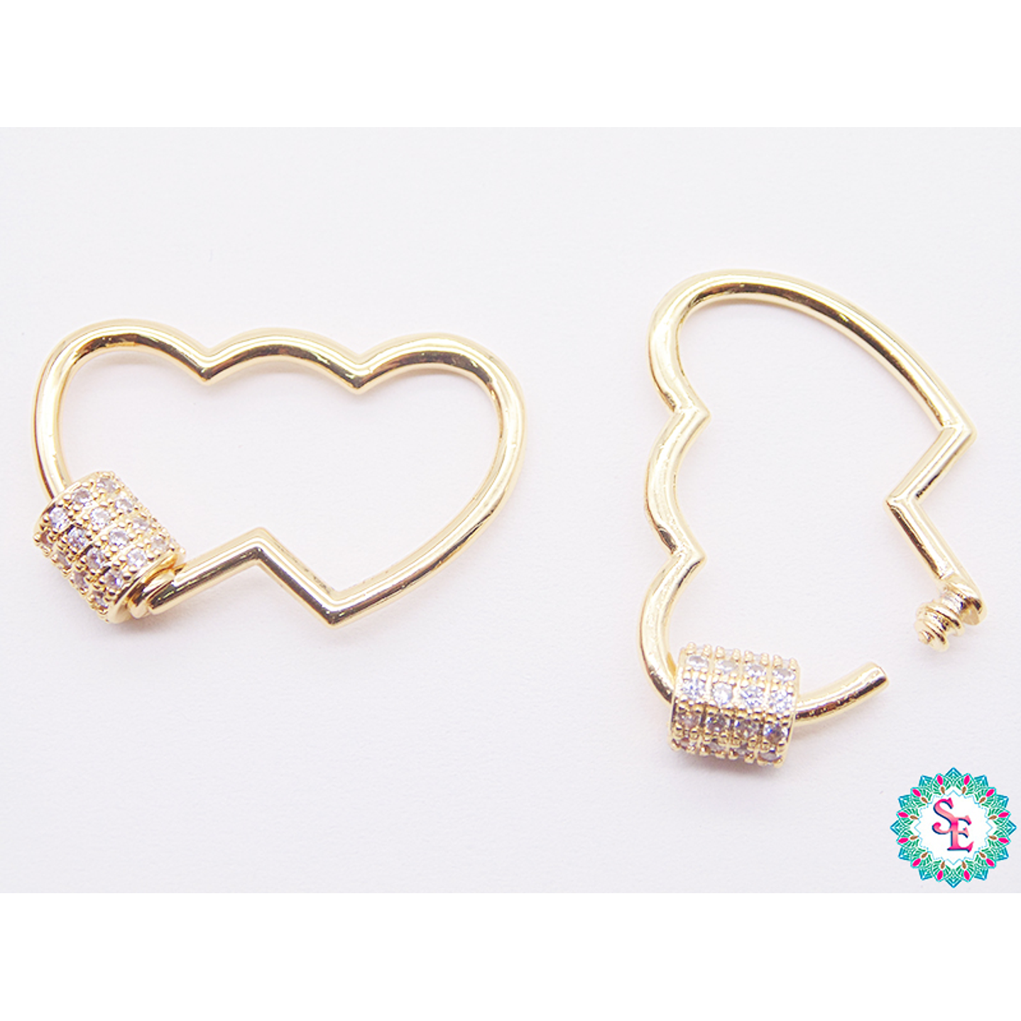 RODIO DORADO CORAZON DOBLE ROSCA CIRCON BLANC 27*18MM 1