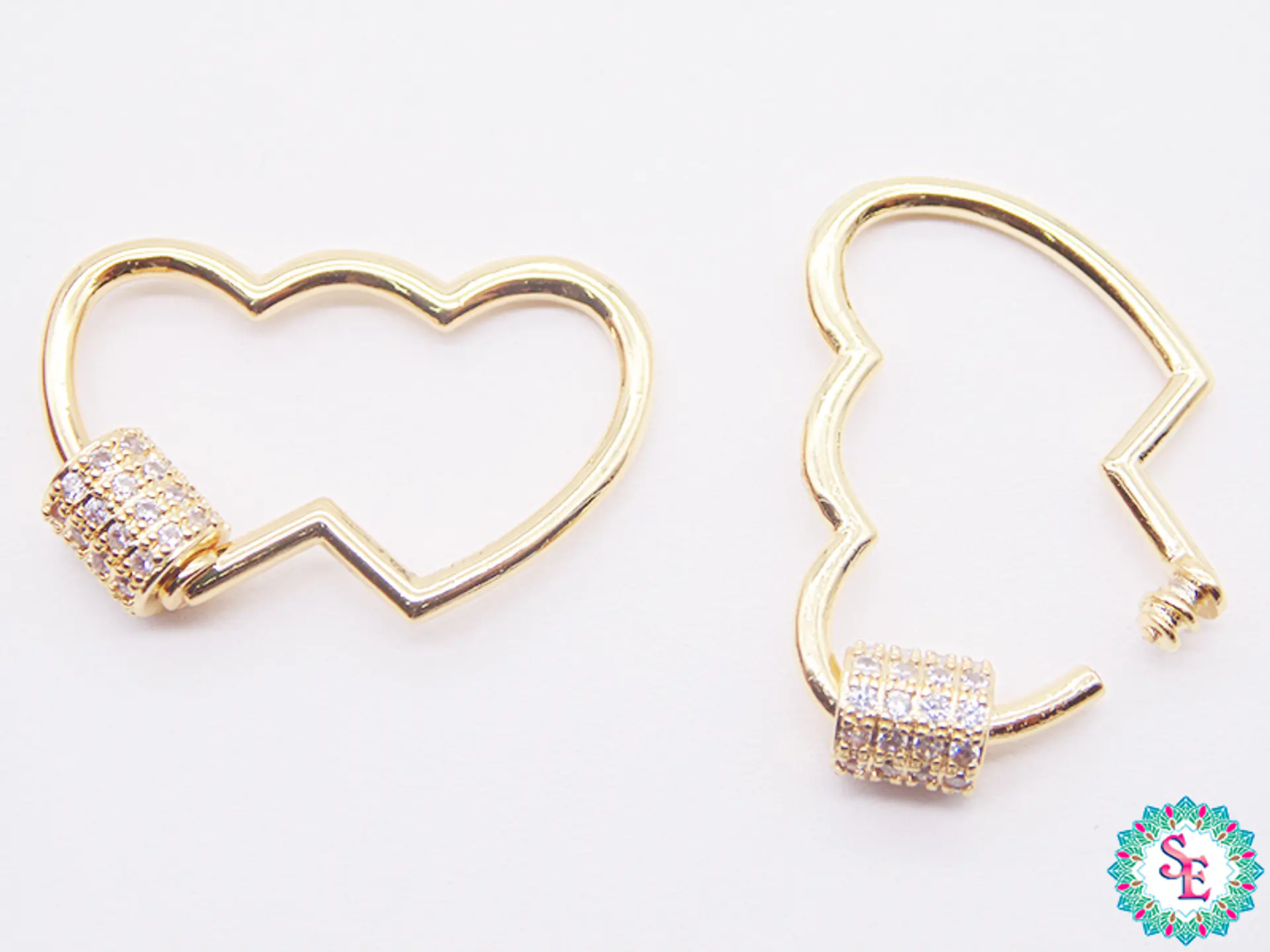 RODIO DORADO CORAZON DOBLE ROSCA CIRCON BLANC 27*18MM 1