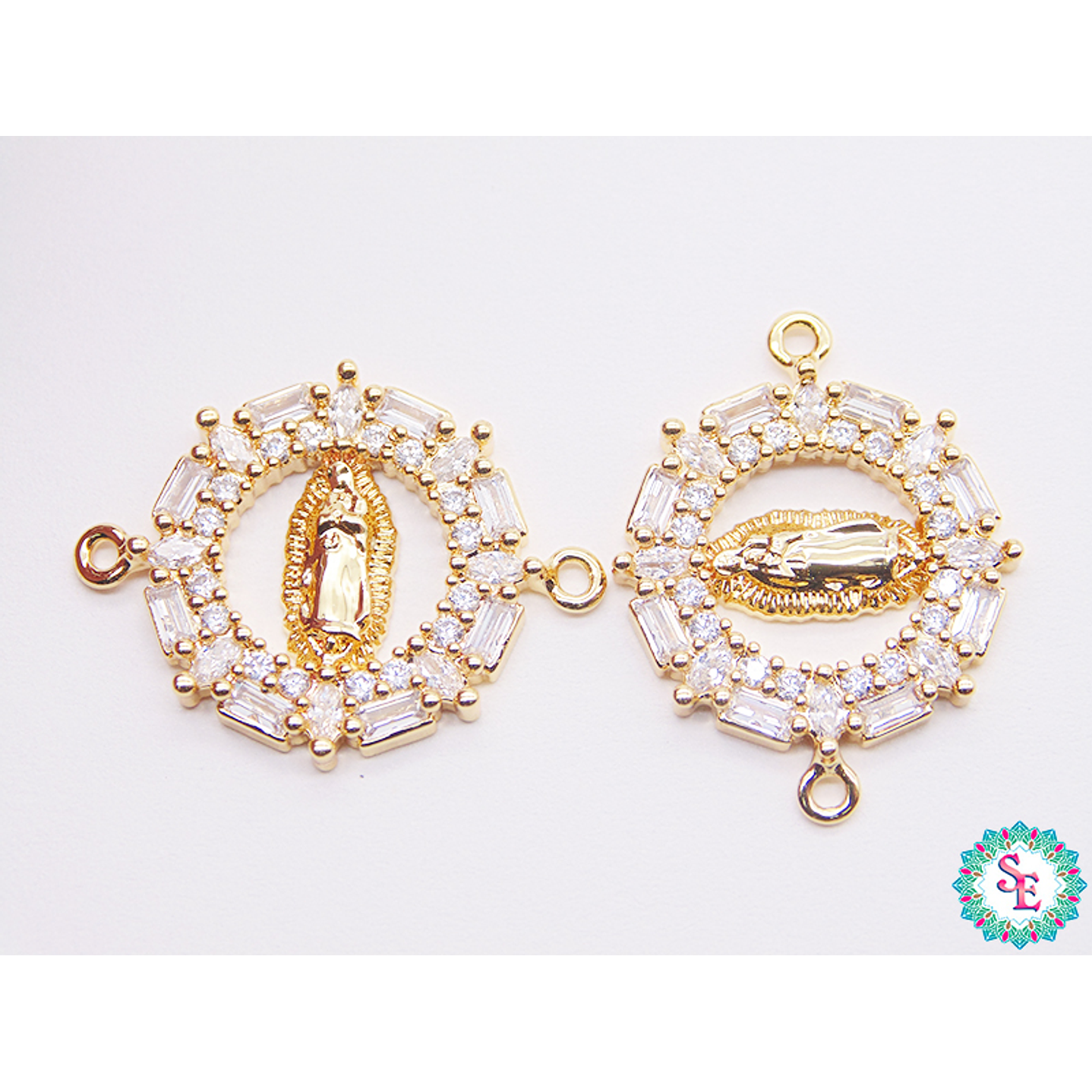 RODIO DORADO VIRGEN GUADALUPE REDONDA CIRCON BLAN 24*18MM 1