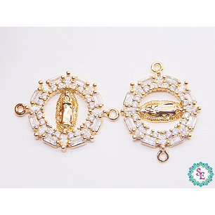 RODIO DORADO VIRGEN GUADALUPE REDONDA CIRCON BLAN 24*18MM