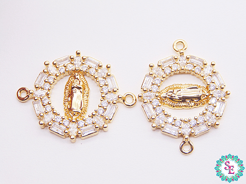 RODIO DORADO VIRGEN GUADALUPE REDONDA CIRCON BLAN 24*18MM