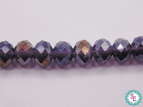CRISTAL MURANO # 8MM MORADO AB VISO DORADO TRANSPARENTE