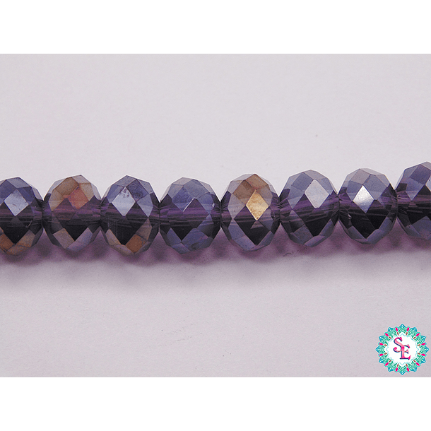 CRISTAL MURANO # 8MM MORADO AB VISO DORADO TRANSPARENTE