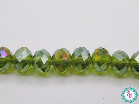 CRISTAL MURANO # 8MM VERDE MUSGO AB TRANSPARENTE