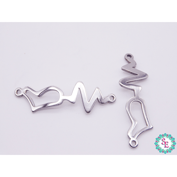 SILVER STEEL BRACELET CHARM HEART VINE SIGN 31*10MM X PCS