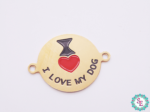ACERO DORADO COLOR 16MM I LOVE MY DOG