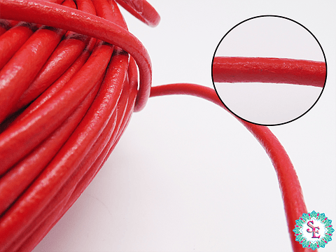 CUERO DE VACA REDONDO ROJO 5MM 