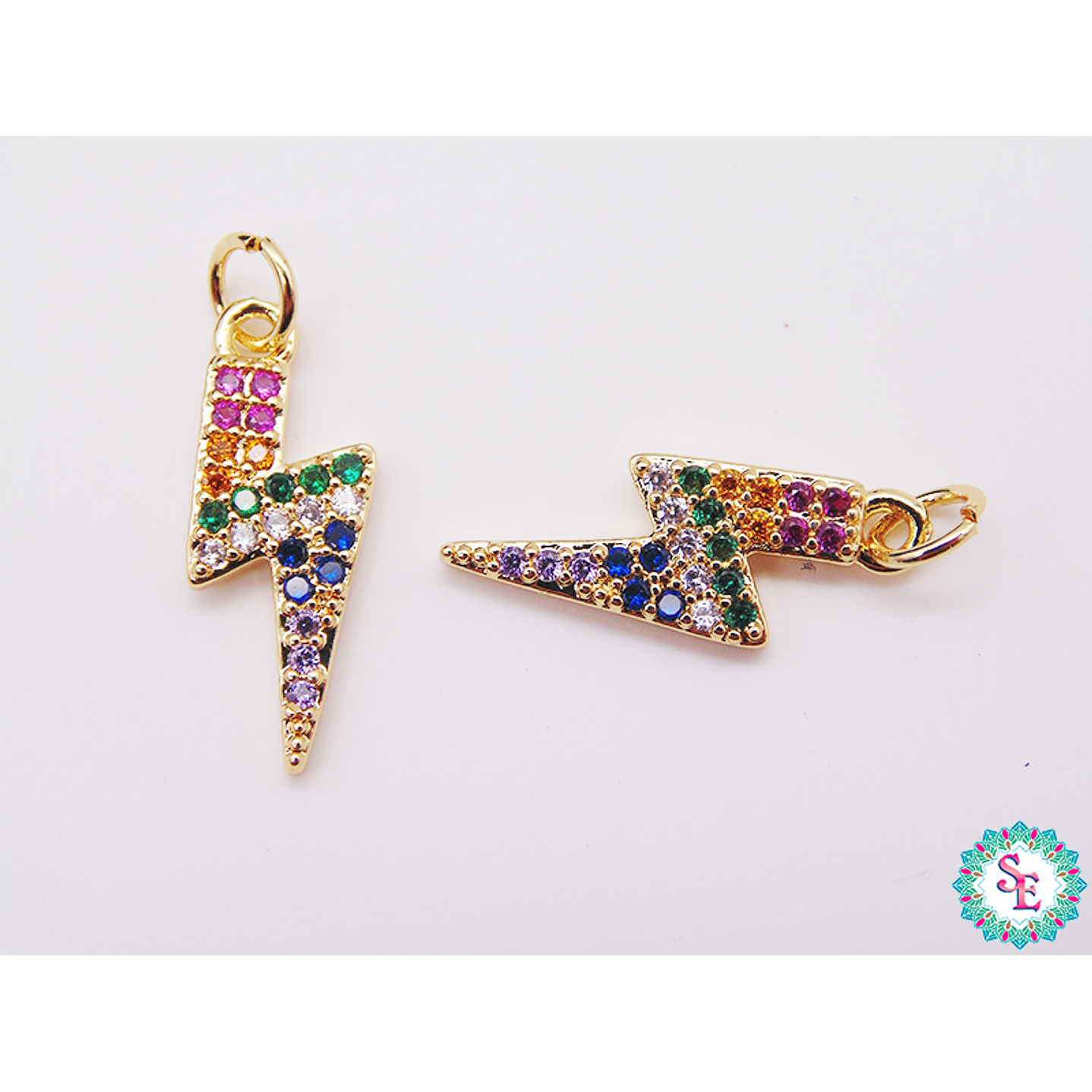 RODIO DORADO DIJE RAYO 19*7MM CIRCON MIX   1