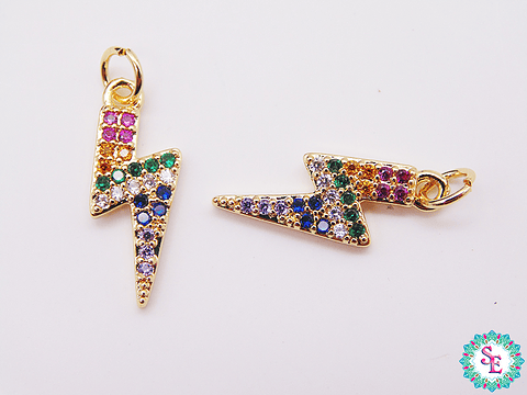 RODIO DORADO DIJE RAYO 19*7MM CIRCON MIX  