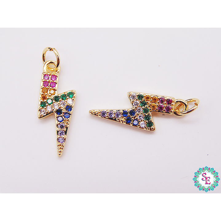 RODIO DORADO DIJE RAYO 19*7MM CIRCON MIX   1