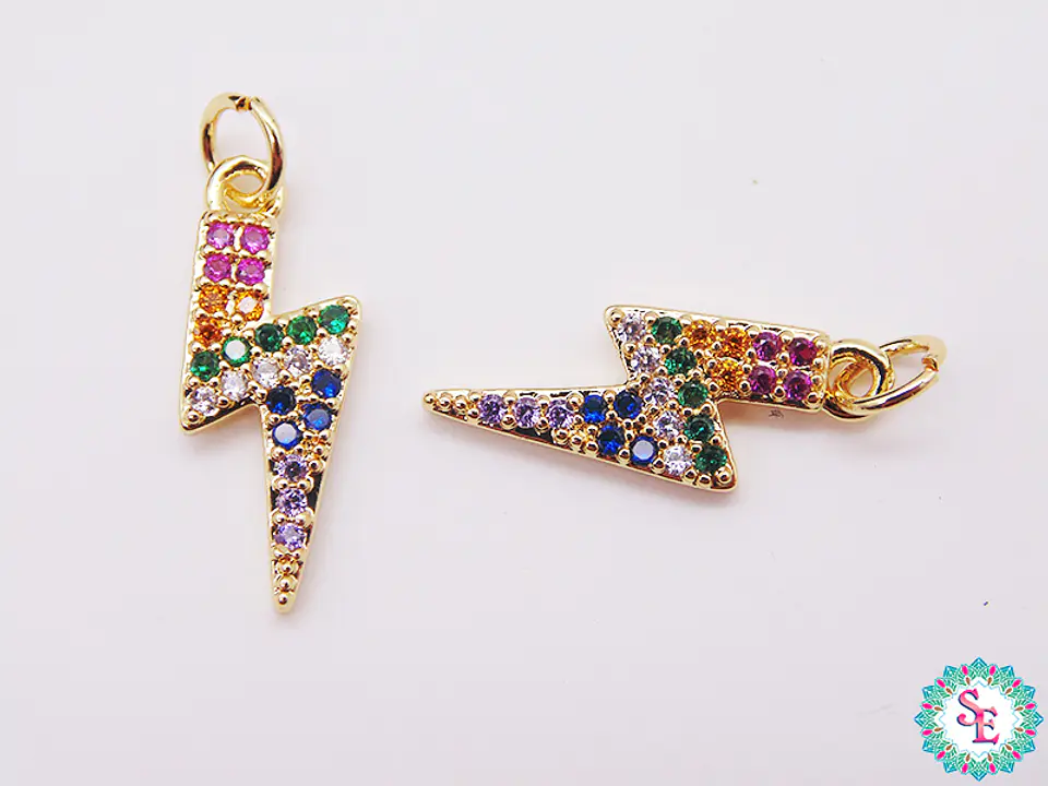 RODIO DORADO DIJE RAYO 19*7MM CIRCON MIX   1