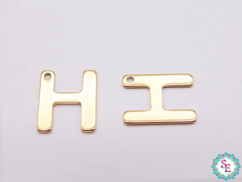 ACERO DORADO ABECEDARIO DIJE LETRA H  11MM  1