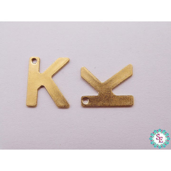 ACERO DORADO ABECEDARIO DIJE LETRA K  11MM  1