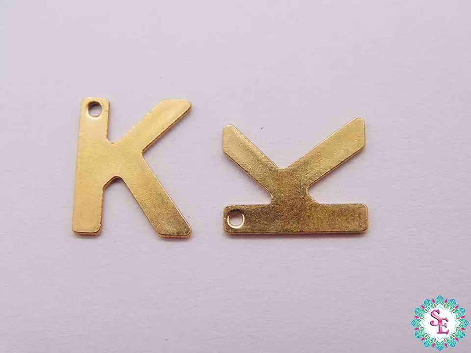 ACERO DORADO ABECEDARIO DIJE LETRA K  11MM  1