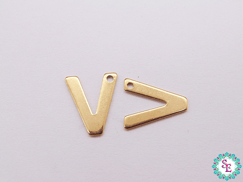 ACERO DORADO ABECEDARIO DIJE LETRA V  11MM