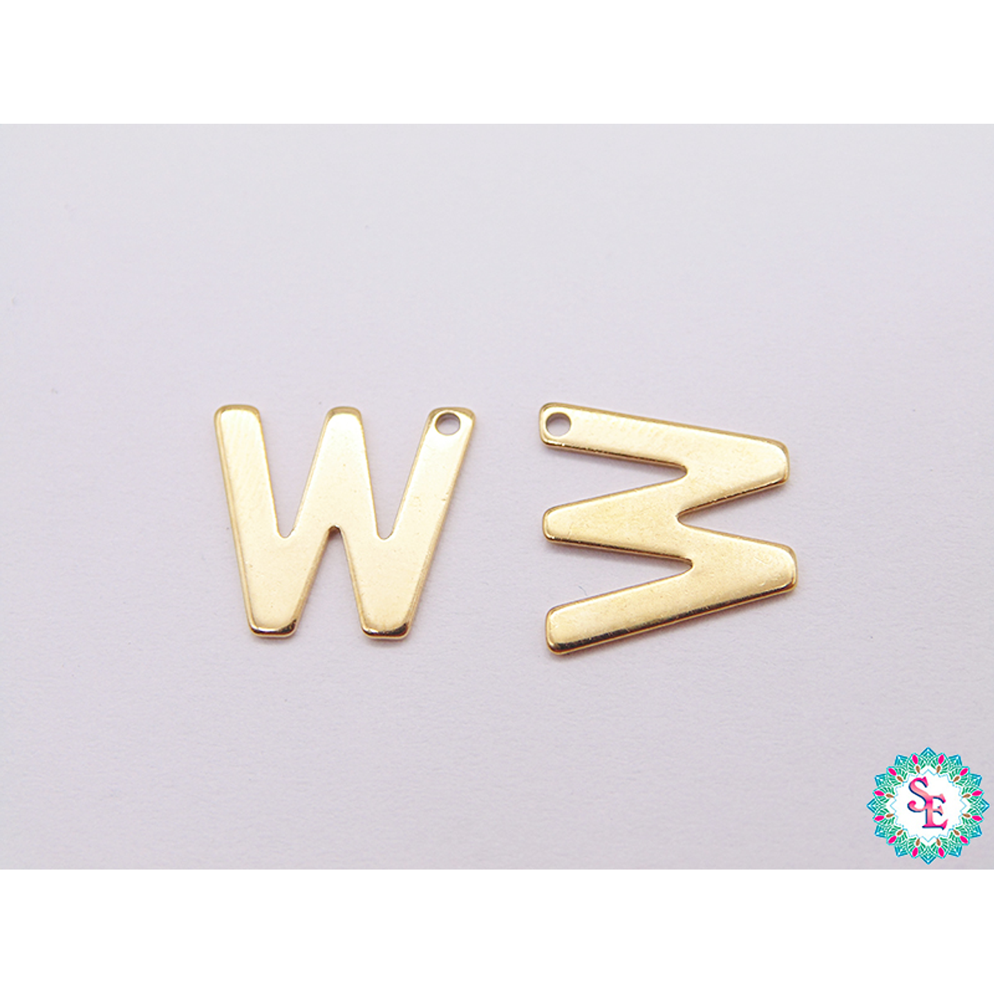 ACERO DORADO ABECEDARIO DIJE LETRA W  11MM  1