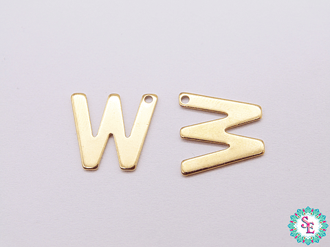 ACERO DORADO ABECEDARIO DIJE LETRA W  11MM 