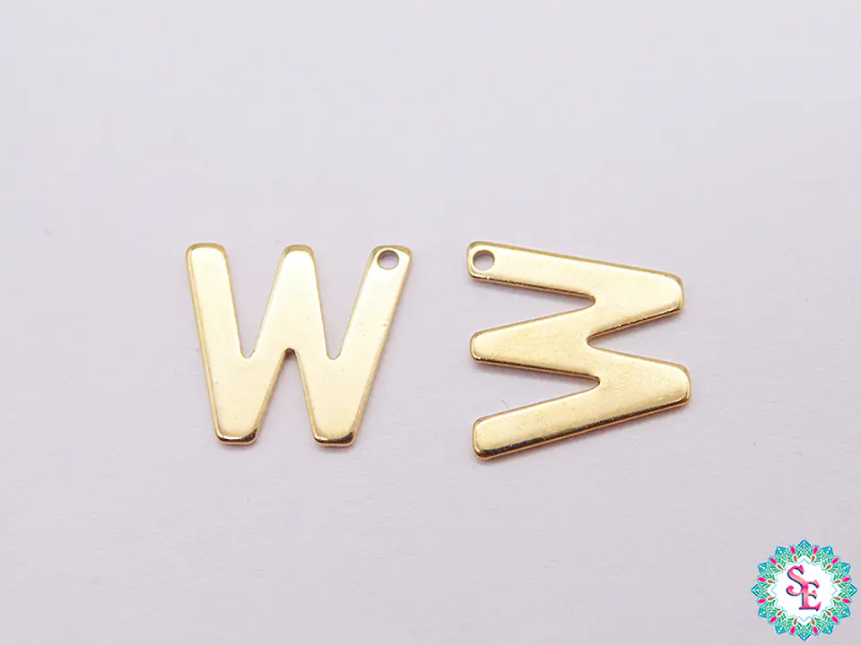 ACERO DORADO ABECEDARIO DIJE LETRA W  11MM  1