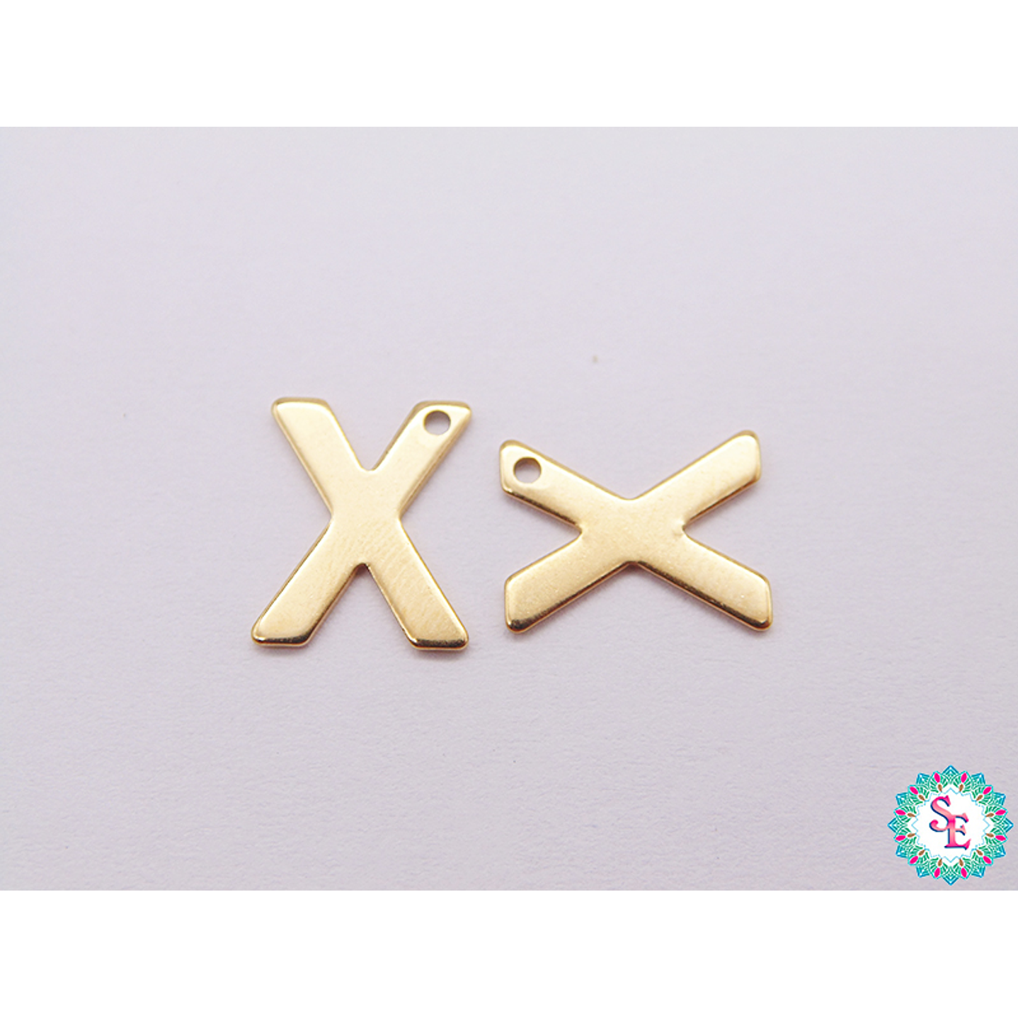 ACERO DORADO ABECEDARIO DIJE LETRA X  11MM 1