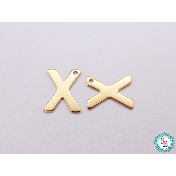 ACERO DORADO ABECEDARIO DIJE LETRA X  11MM 1