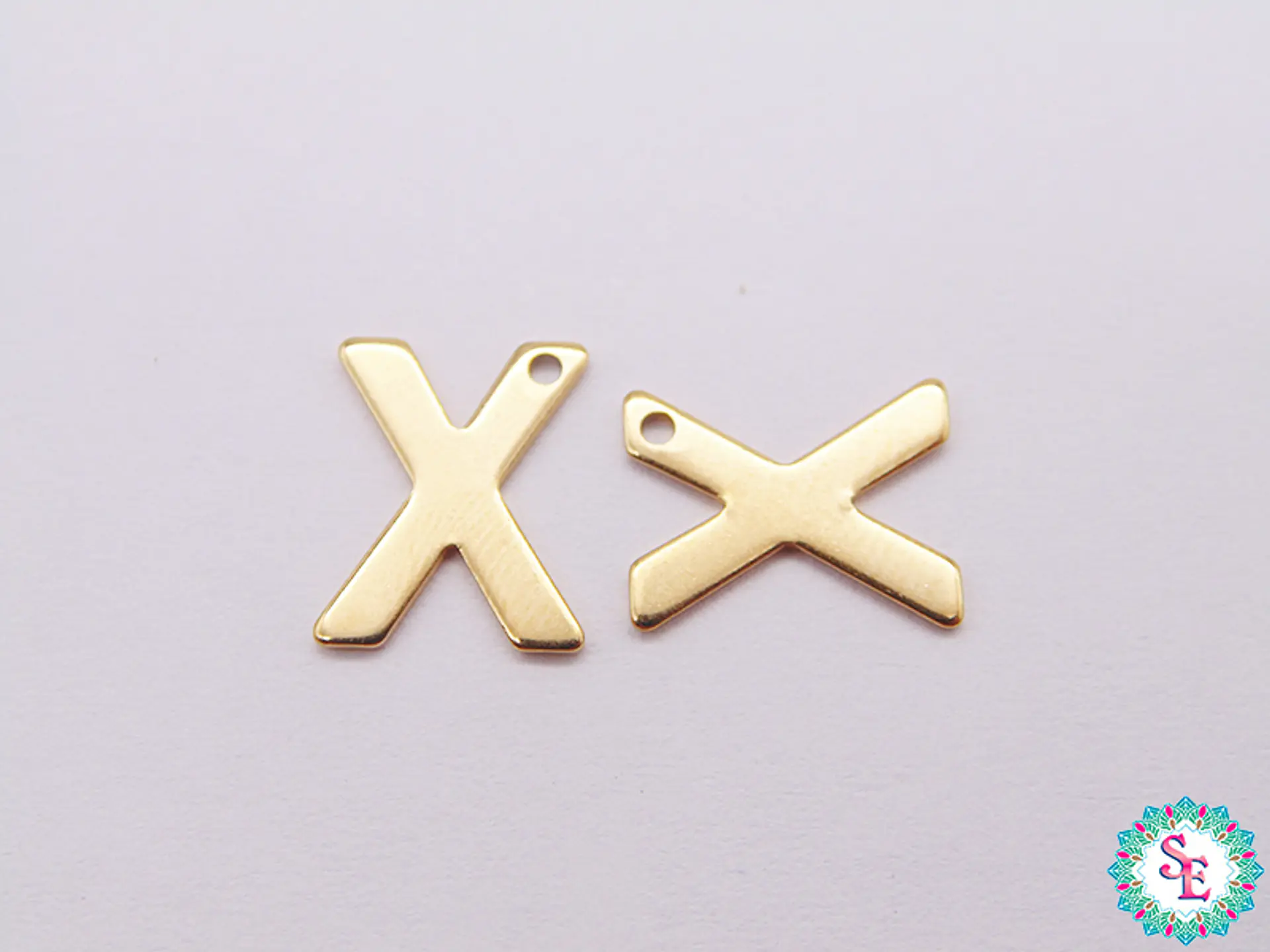 ACERO DORADO ABECEDARIO DIJE LETRA X  11MM 1