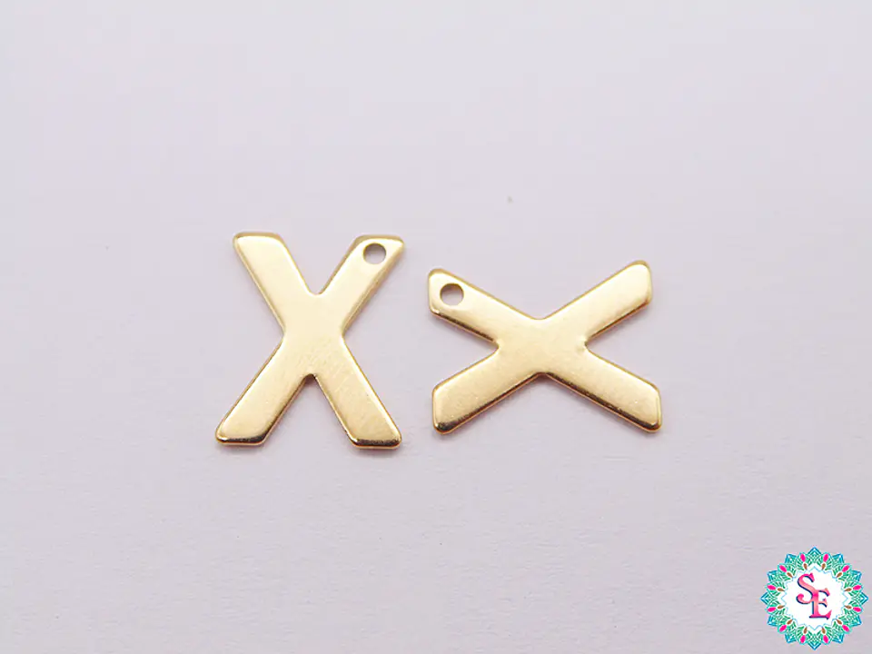 ACERO DORADO ABECEDARIO DIJE LETRA X  11MM 1