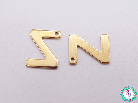 ACERO DORADO ABECEDARIO DIJE LETRA Z  11MM 