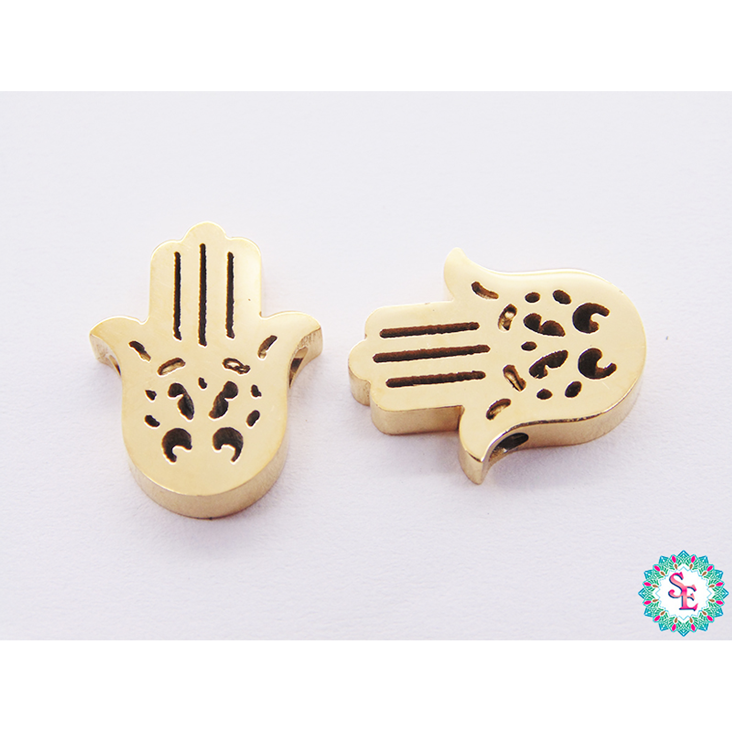 ACERO DORADO SEPARADOR MANO HAMSA 14*11MM 1