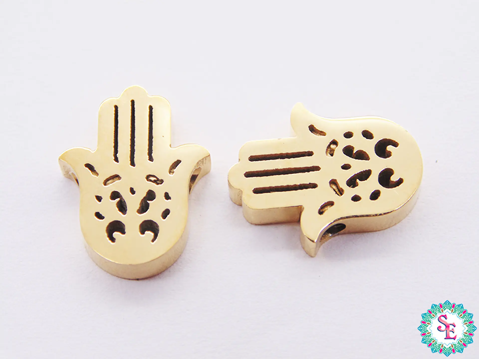 ACERO DORADO SEPARADOR MANO HAMSA 14*11MM 1
