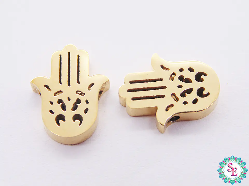 ACERO DORADO SEPARADOR MANO HAMSA 14*11MM 1