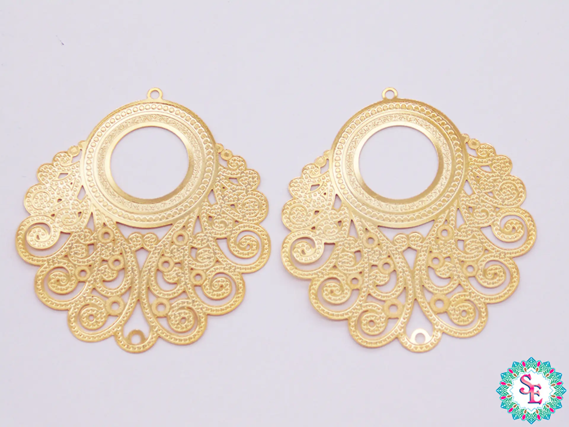GOLD GOLFI FILIGREE 7 55.85*50MM X PAIR 1