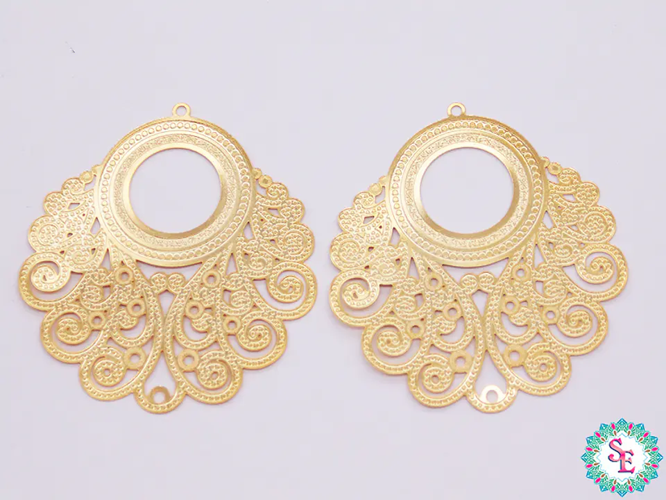 GOLD GOLFI FILIGREE 7 55.85*50MM X PAIR 1