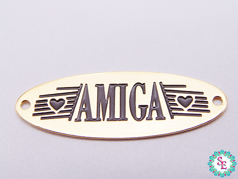 ORO GOLFI TERMINAL PLACA OVALADA AMIGA 30*11MM