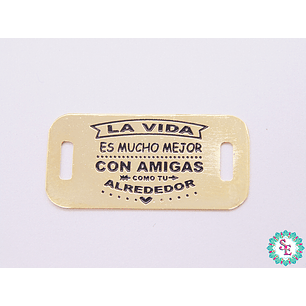 ORO GOLFI TERMINAL PLACA RECTANGULO LA VIDA 25*12MM