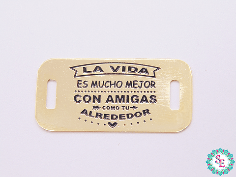 ORO GOLFI TERMINAL PLACA RECTANGULO LA VIDA 25*12MM