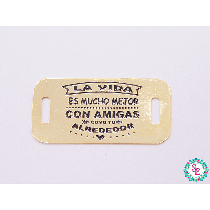 ORO GOLFI TERMINAL PLACA RECTANGULO LA VIDA 25*12MM 1