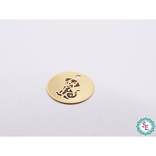 ORO GOLFI DIJE LAMINA 10MM PERRO PATINADA