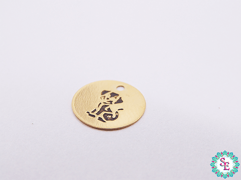 ORO GOLFI DIJE LAMINA 10MM PERRO PATINADA