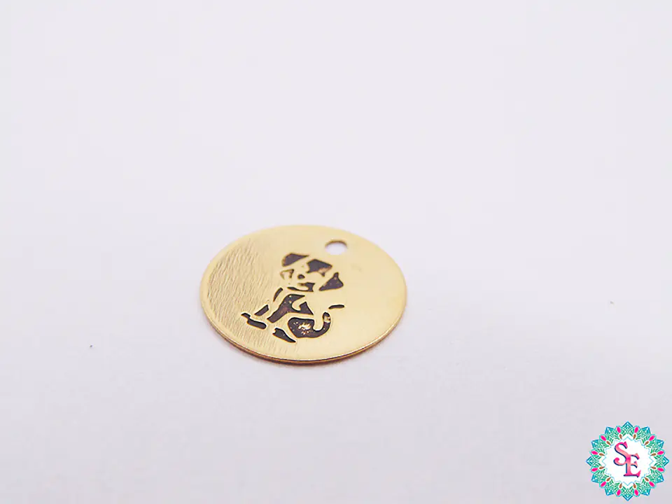 ORO GOLFI DIJE LAMINA 10MM PERRO PATINADA 1